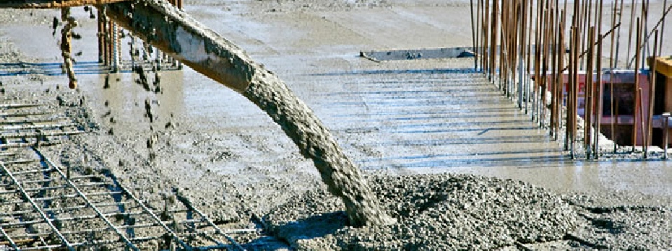Concrete pour on a construction site